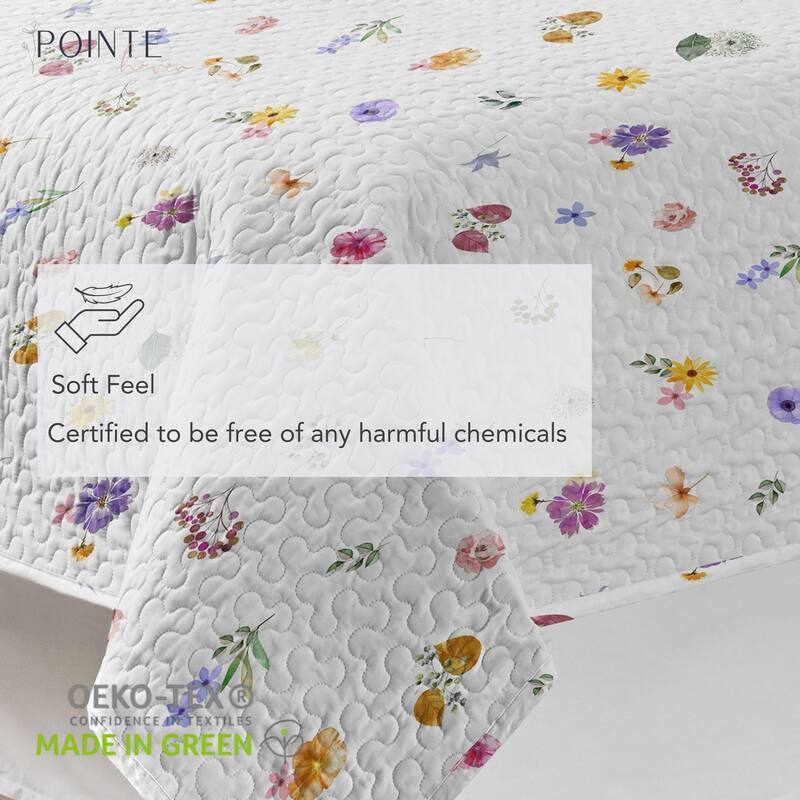 Pointehaven Percale Cotton Oversized Printed Scroll Design Quilt Set