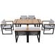 preview thumbnail 12 of 34, 7-Piece Outdoor Patio Steel Dining Set with Umbrella Hole and 6 Cushioned Armchairs