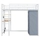 preview thumbnail 18 of 38, Metal & Wood Twin Size Loft Metal Bed with Desk,Power Outlet,LED and Wardrobe