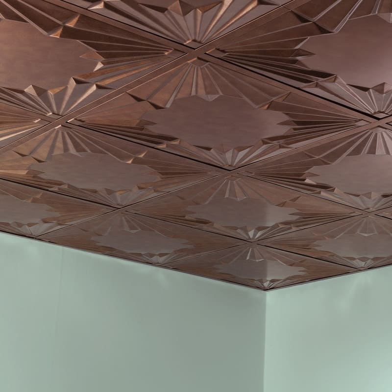 Fasade Art Deco Decorative Vinyl 2ft x 2ft Lay In Ceiling Tile in Antique Bronze (5 Pack)