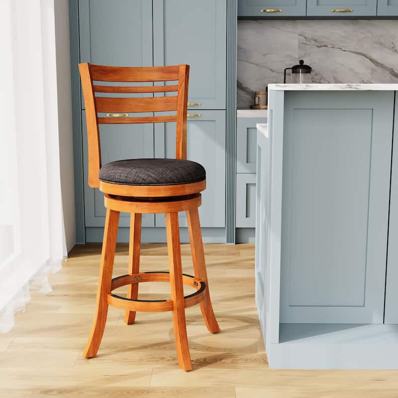 30" Bar Height Slat Back Swivel Stool