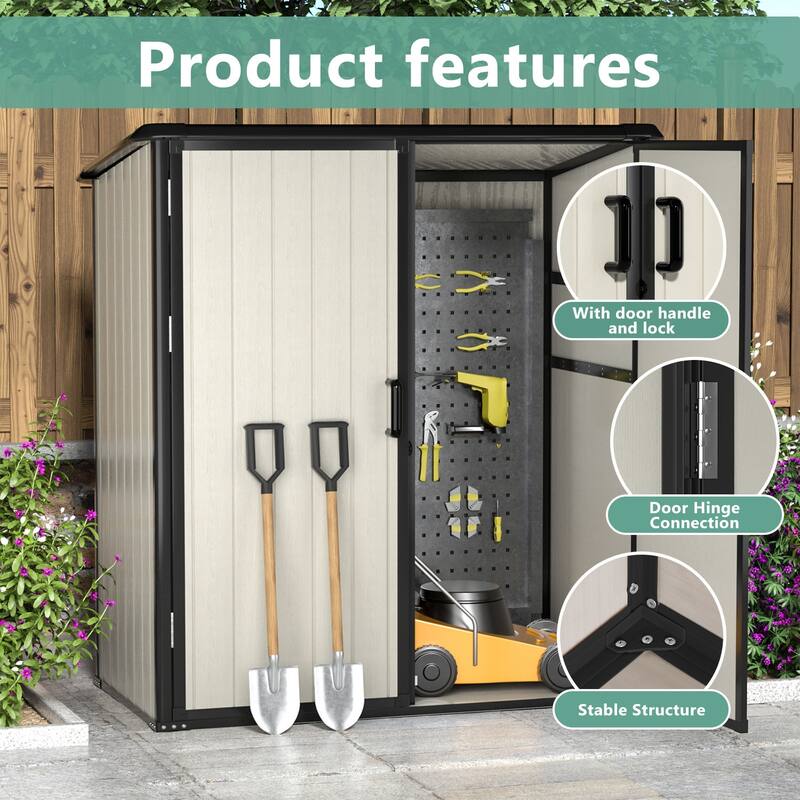 5.0'x3.1'Resin Outdoor Storage Shed with Lockable Door