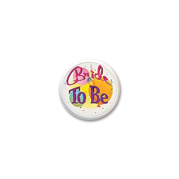 Pack of 6 White "Bride To Be" Decorative Blinking Buttons 2" - N/A