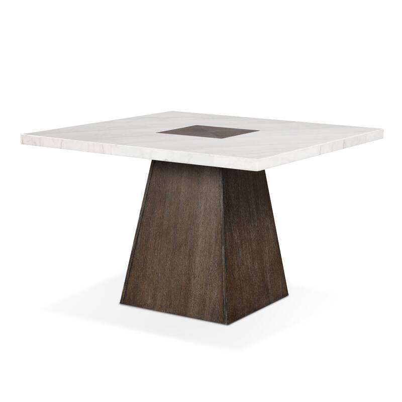 Furniture of America Evangeline Modern Dark Walnut Genuine Marble Top 54-inch Square Counter Height Dining Table