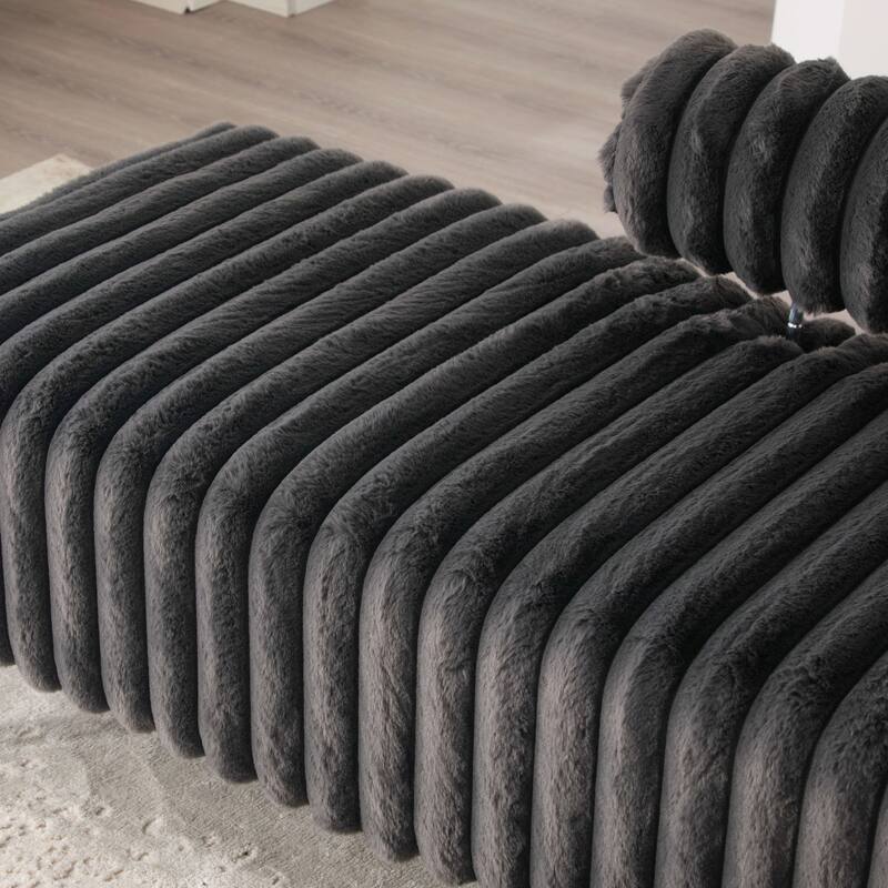 49.6"W Oversized Modern Upholstered Bench Ottoman with Metal Legs
