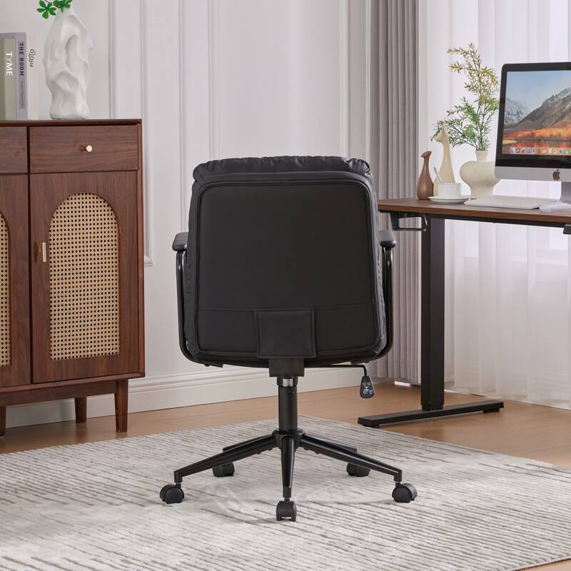 Roomfitters Upholstered Office Chair with Armrests and Swivel Base, Ergonomic Adjustable Height Computer Desk Chair