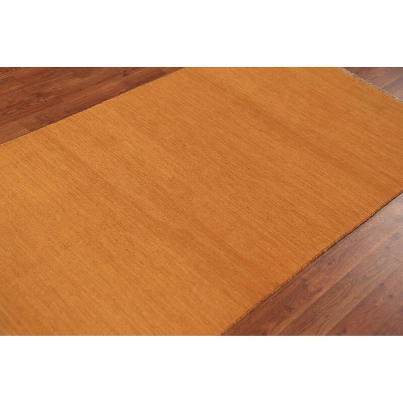 Rust Gabbeh Oriental Runner Rug Hand-Knotted Wool Carpet - 3'5" x 6'6"