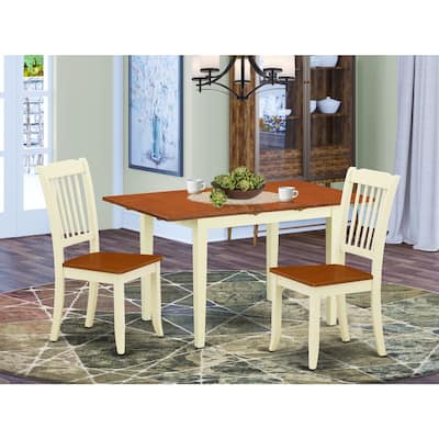 HomeStock 3-Piece Buttermilk and Cherry Finish Rectangular Solid Wood Top Dining Table Set