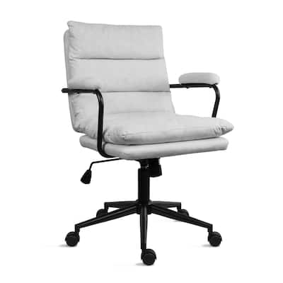Modern Office Mid Back Ribbed Cloth Seat Armchairs Adjustable Height