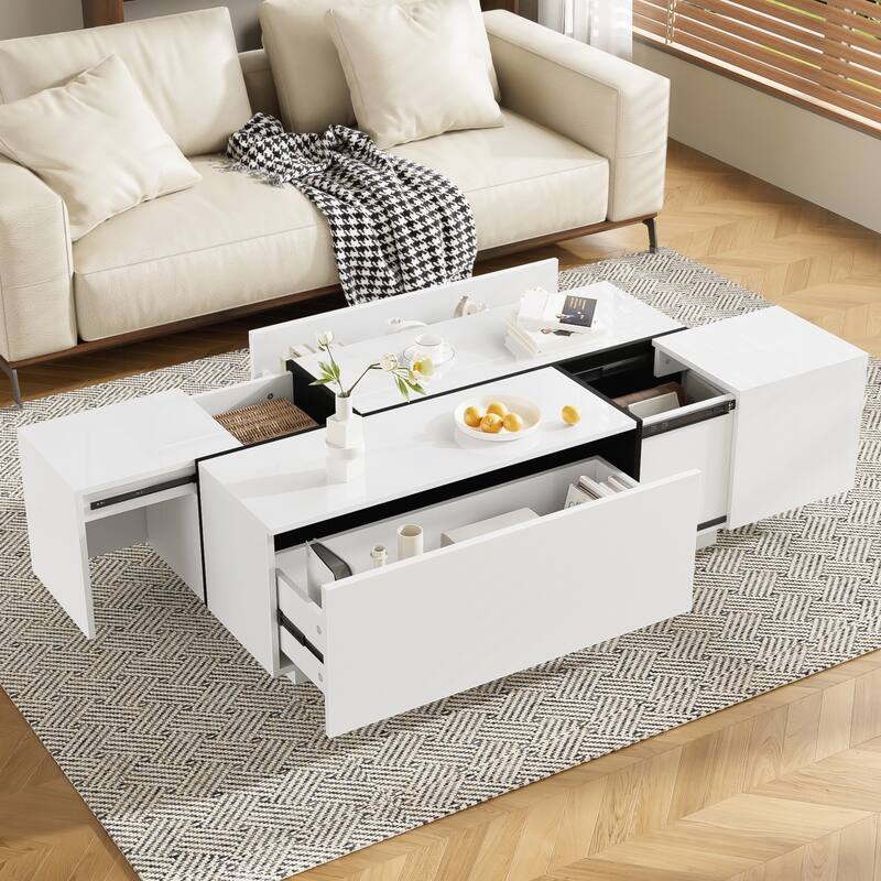 Multi-Functional Coffee Table with High-Gloss Finish