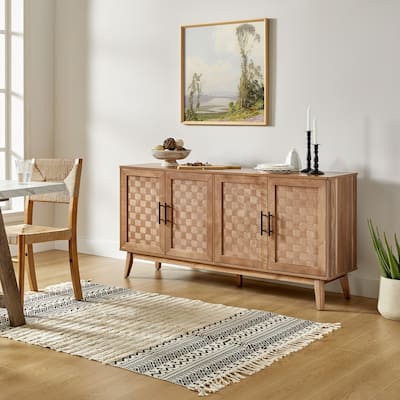 Jack Modern 63" Wide Sideboard with Handwoven Doors and Adjustable Shelf by HULALA HOME