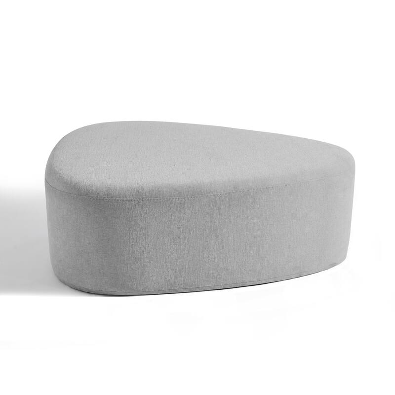 43" Rounded Triangle Upholstered Ottoman, Oversize Fabric Ottoman Footstool