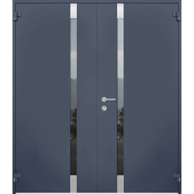 VDOMDOORS | Front Door Exterior Door | Fiberglass | Door Slab | 18x80, Custom Entry Door Steel Entry Door Prehung Exterior Door - Grey - 84x80