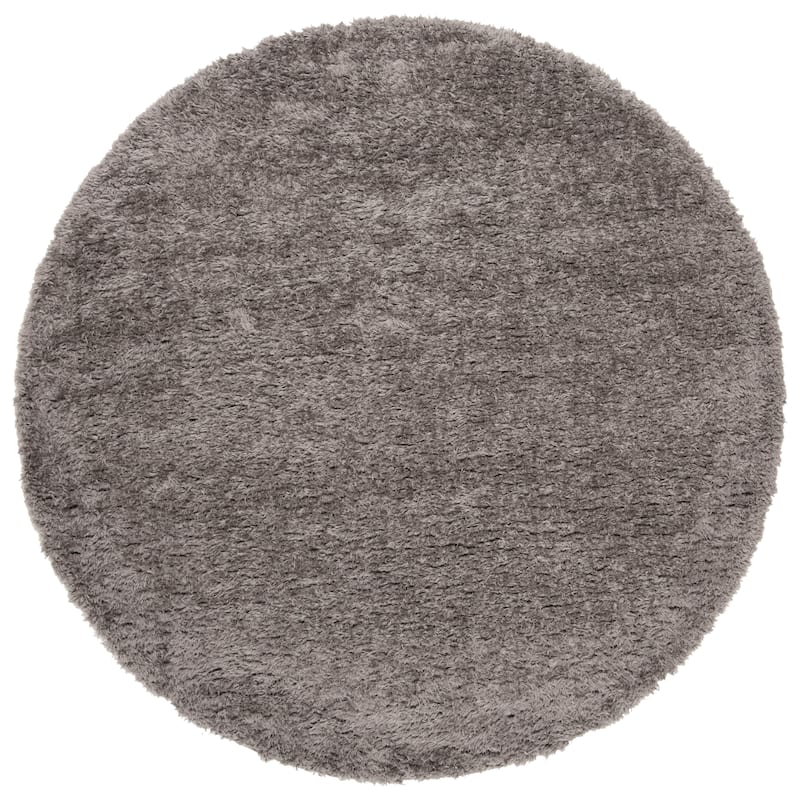 SAFAVIEH Madrid Shag Soledad Solid 2-inch Thick Rug - 6'7" Round - Charcoal