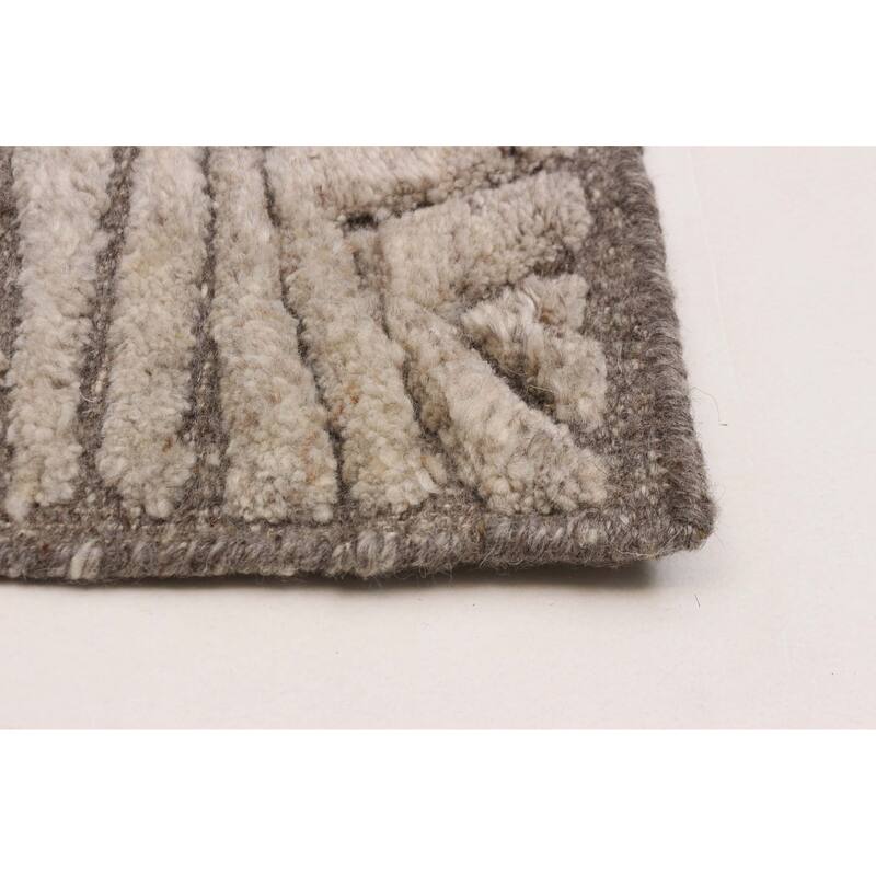 ECARPETGALLERY Hand-knotted Tangier Taupe Wool Rug - 4'2 x 6'3