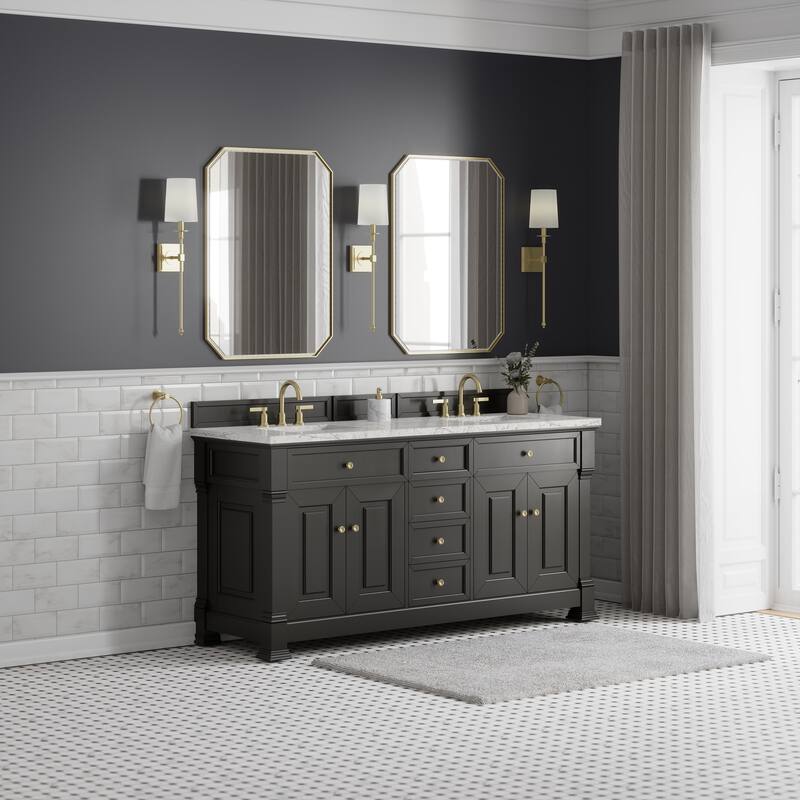 Brookfield 72" Double Vanity, Black Onyx w/FreePower Wireless Charger