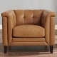 preview thumbnail 1 of 4, Hydeline Arvo Top Grain Leather Chair with Feather, Memory Foam and Springs Cognac Brown