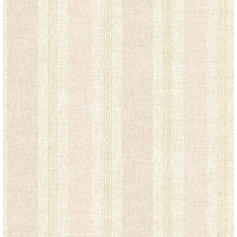 Seabrook Designs Harmonia Linen Stripe Unpasted Wallpaper - 20.5 in. W x 33 ft. L - Metallic Blush & Cream