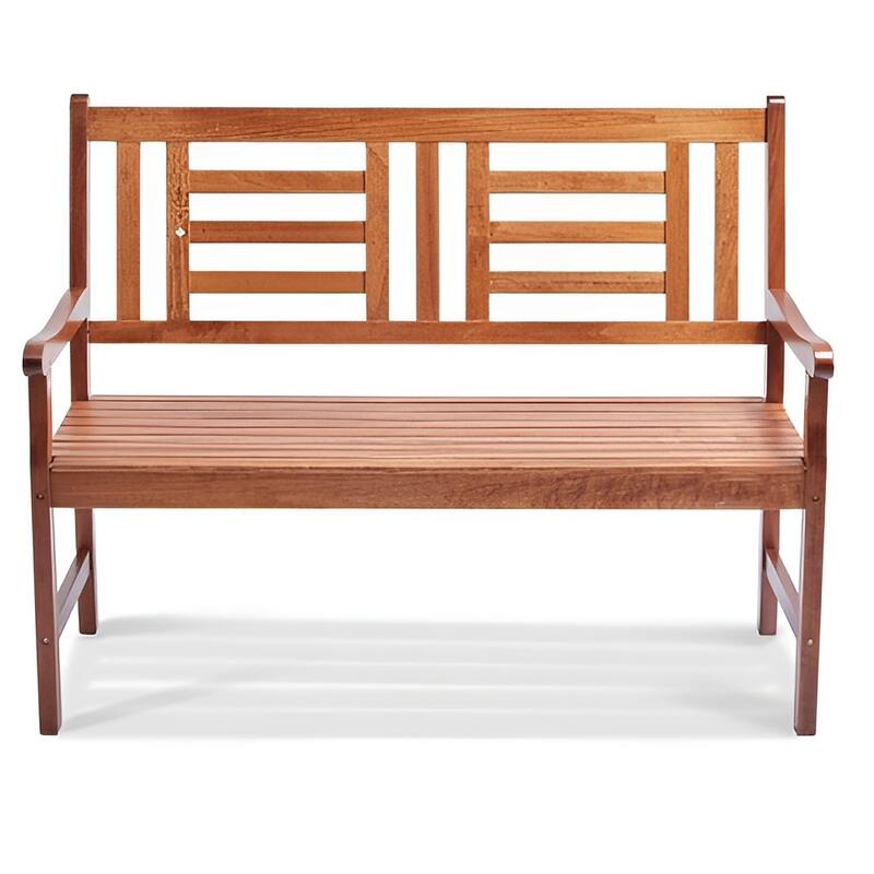48" Natural Wood Bench for Garden, Patio or Porch Sturdy 3-Seater Outdoor Furniture with Backrest - 25” L x 48” W x 37” H