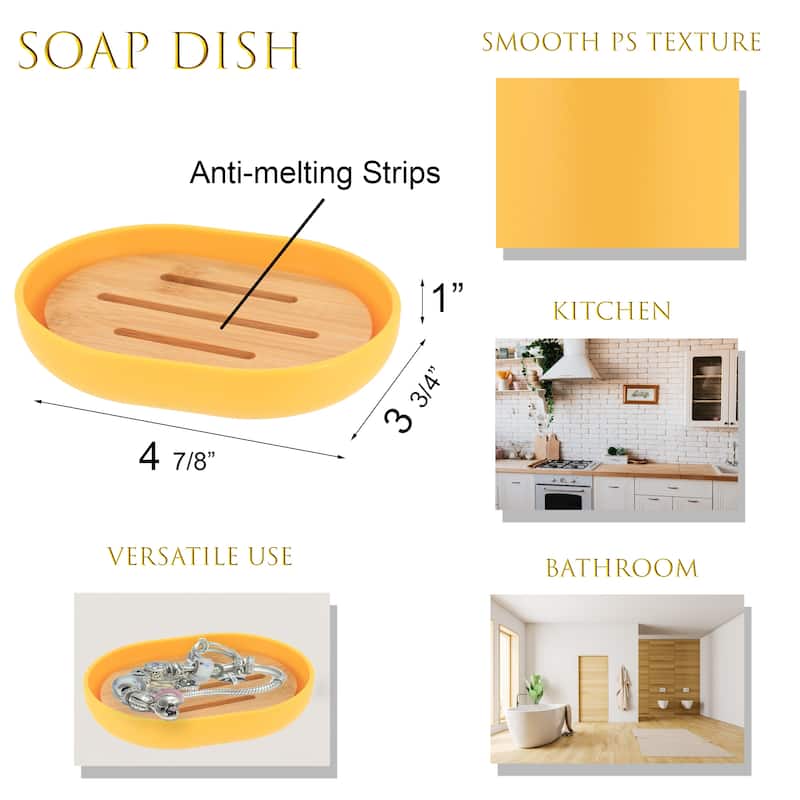 Yellow Padang Bathroom Accessory Set 7-Pieces Bamboo