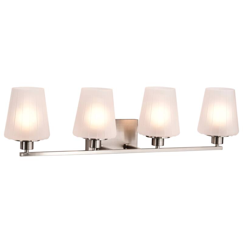 Lune 4 Light Vanity Brushed Nickel Finish Etched White Glass - Brushed Nickel