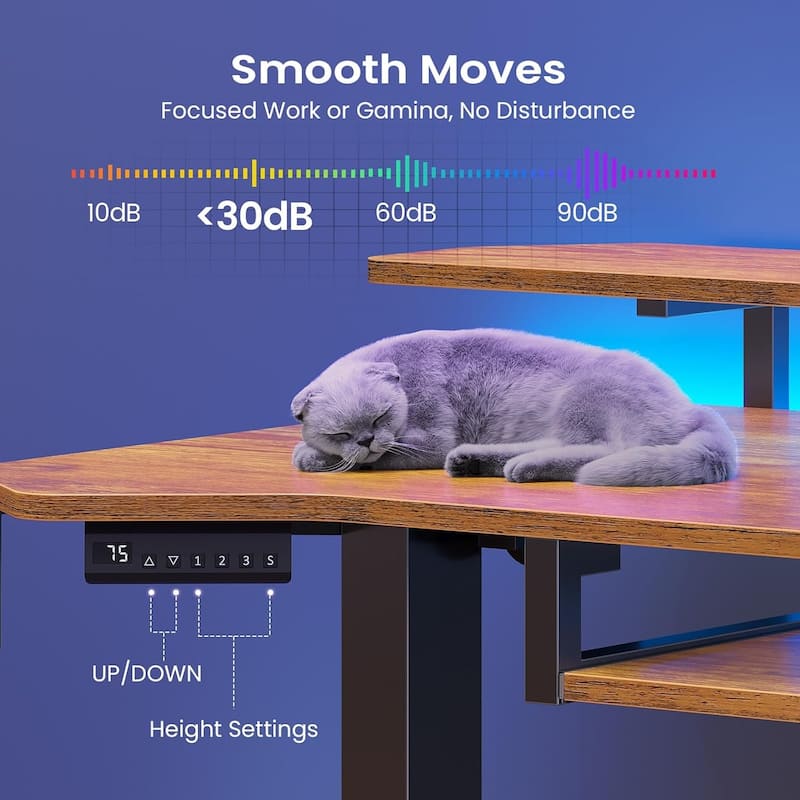 55" Standing Gaming Desk Long Computer Desk Power Strip Keyboard Tray