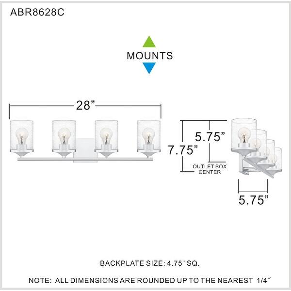 dimension image slide 2 of 3, Quoizel Abner Steel 4-light Bath Light