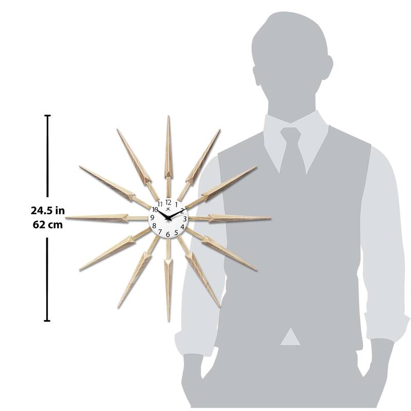 Celeste Starburst Mid-Century Modern Unique Large Wall Clock 24 inch by Infinity Instruments - 24.5 x 1.75 x 24.5