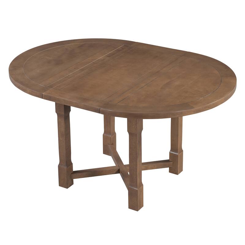 5-Piece Extendable Dining Table Set for 4, Round Dining Table for 4 with Upholstered Chairs, Farmhouse Kitchen Table Set
