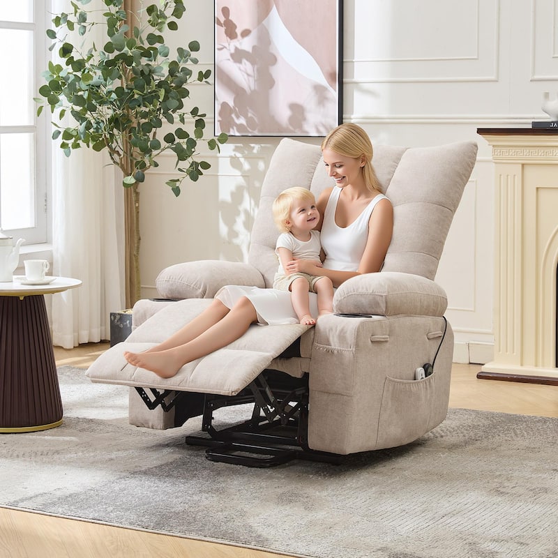 Oversized Power Lift Recliner Chair with Massage and Heat, Swivel Rocker Recliner for Elderly