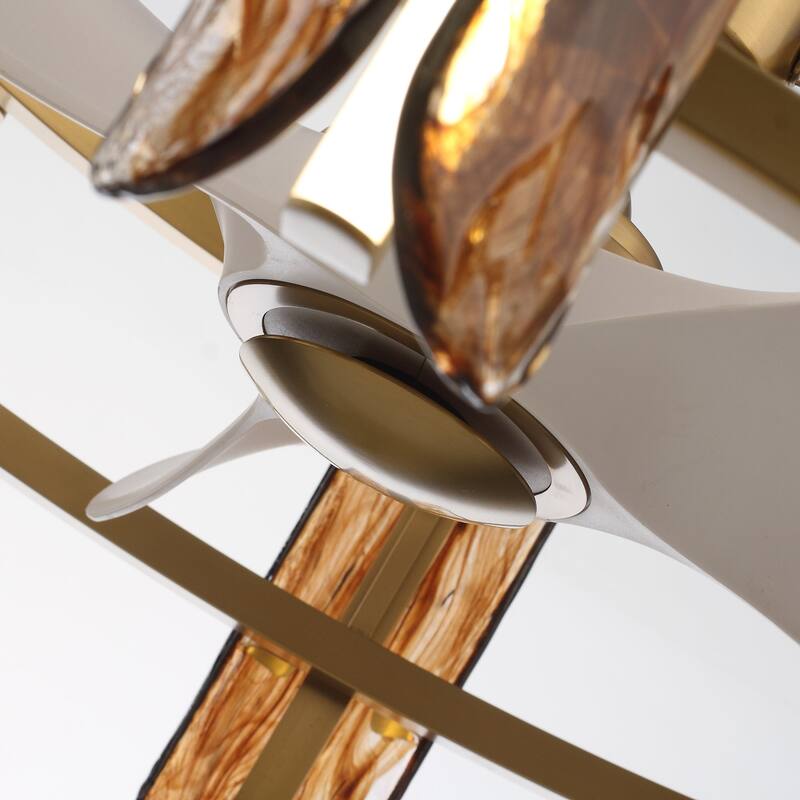 Ceiling Fan 32" Perimost 3-Blade Modern Gold Glass LED