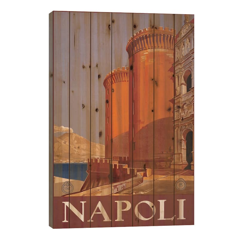 Napoli Travel Poster Print On Wood by Studio W - Multi-Color - 26x18x1.5