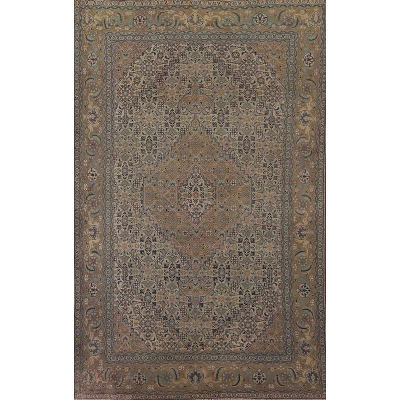 Geometric Tabriz Persian Vintage Area Rug Handmade Wool Carpet - 6'3" x 9'7"