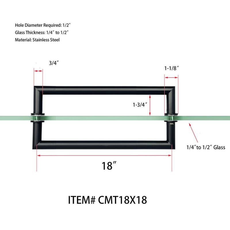 CEL 18"x 18" Mitered Corner Back to Back Shower Door Pull Handles Or Towel Bar - 18" x 18"