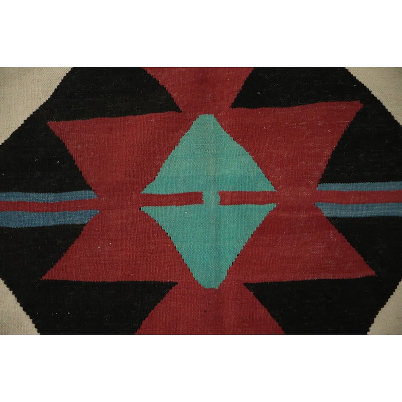 Hand Woven Oriental 100% Wool Carpet Southwestern Tribal Red Kilim Area Rug - 13' 0'' X 9' 9''