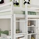 preview thumbnail 4 of 38, Full Size Loft Bed with Bulit-in L-Shaped Desk and Ladder, Wooden High Loft Bedframe with Storage Drawers and Shelves