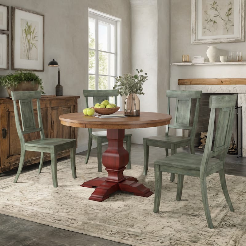 Ronda 45" Round Solid Wood Top Dining Set with Panel Back Chairs