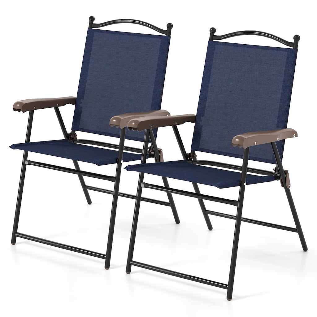 Gymax Patio Folding Chairs Set of 2 Outdoor Dining Chairs w/ Ergonomic
