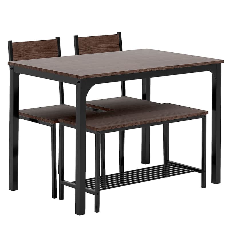 Dining Table Set for 4, Kitchen Room Table Set with Bench, 2-Piece Dining Chairs Set for Breakfast Nook - 42.9"×27.3"