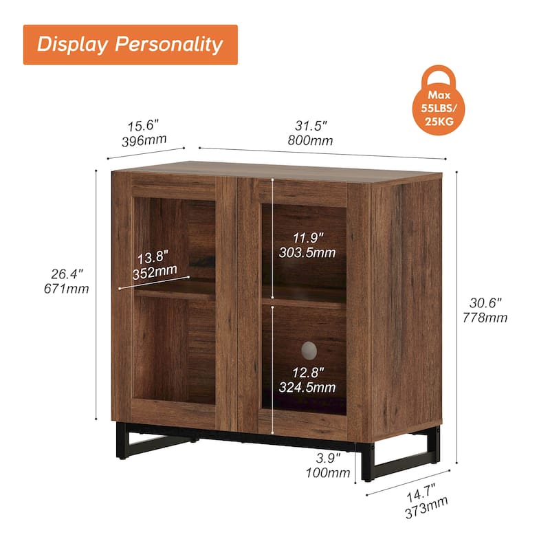 WAMPAT Modern TV Stand with Glass Doors for 110 inch TVs, Entertainment Center Console with Adjustable Shelves and Metal Base