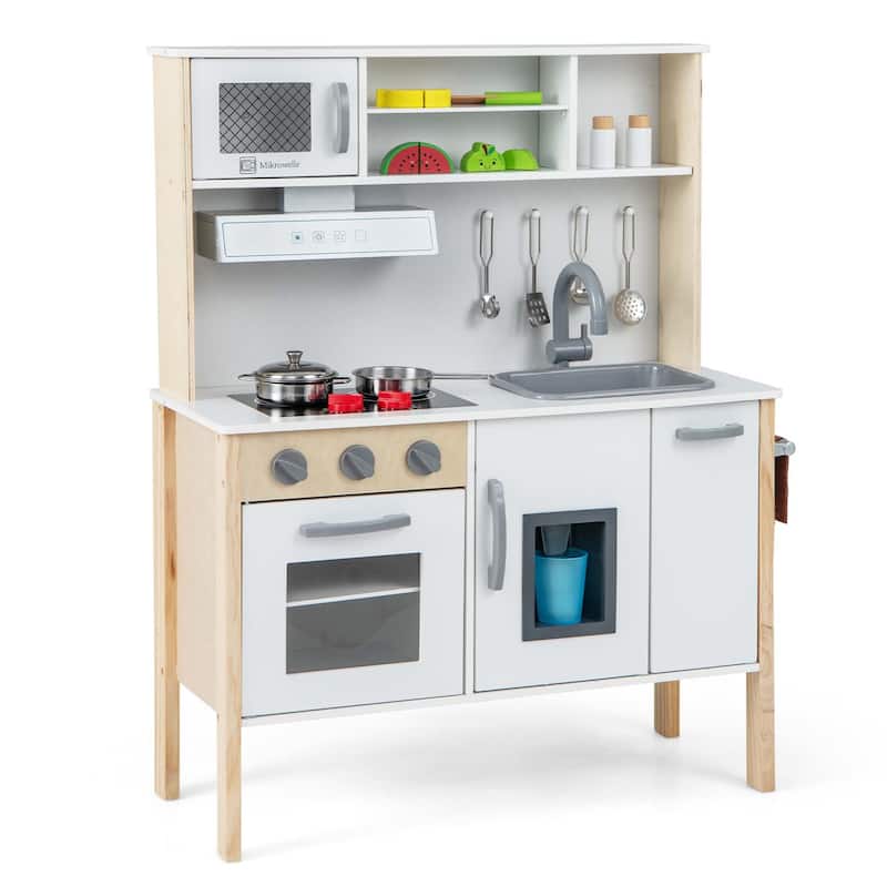 Costway Kids Kitchen Playset Wooden Pretend Play Chef Toy with - See Details
