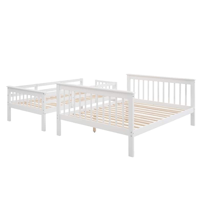 Twin Over Full Bunk Bed with Storage Stairs, Full-Length Guardrail