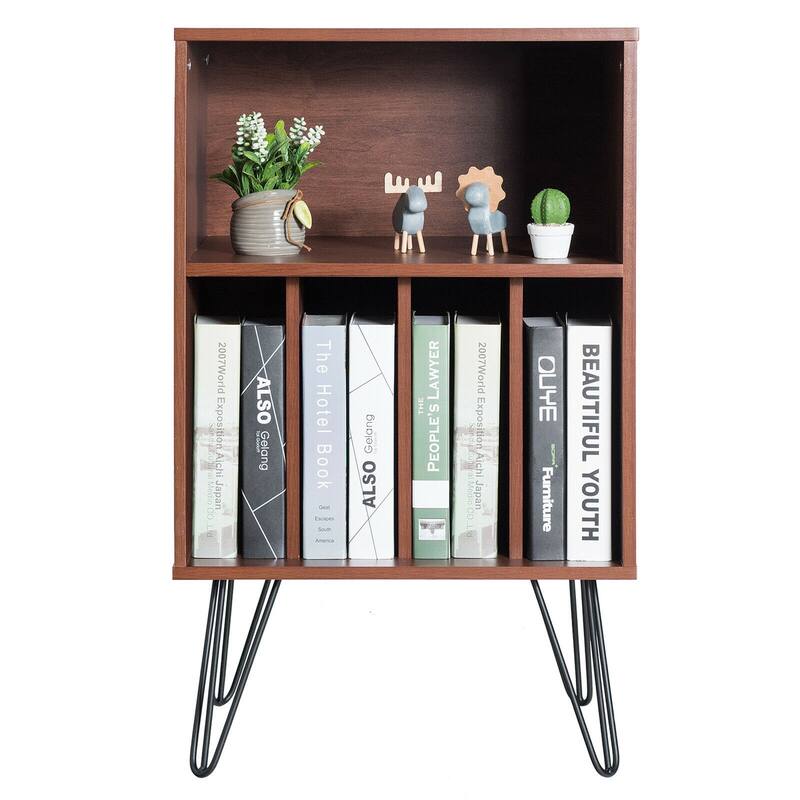 Gymax File Cabinet W/Split Storage Standing Display Bookshelf Bedroom