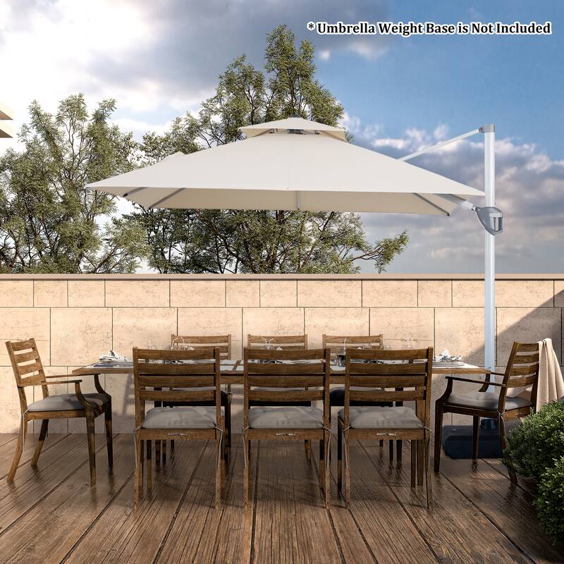 Clihome 10ft Outdoor Patio Cantilever Square Umbrella with Protective Cover
