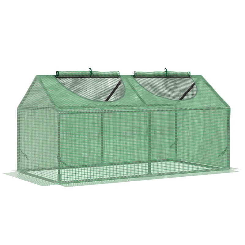 Outsunny 4' x 2' x 2' Portable Mini Greenhouse, Small Greenhouse with PE Cover, Roll-up Zippered Windows for Indoor
