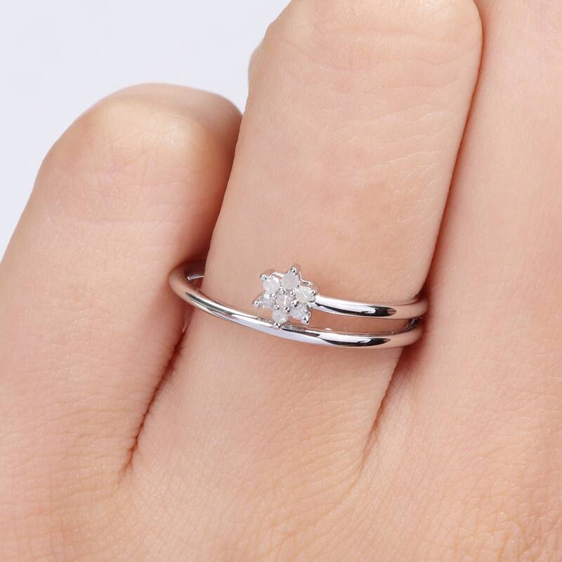 Miadora Diamond Accent Floral Wrap Promise Ring in Sterling Silver