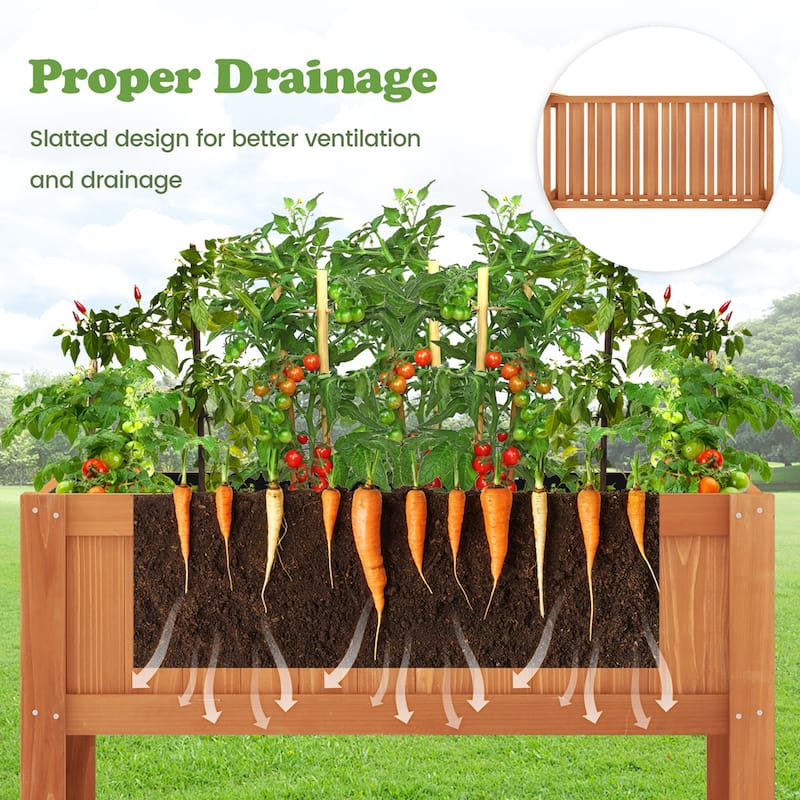 Costway Raised Garden Bed 39 x 20 x 39 in Outdoor Fir Wood Planter Box - 39''x20''x39'' (L x W x H)