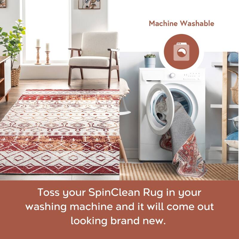 Nuloom Audrey SpinClean Machine Washable Geometric Moroccan Area Rug