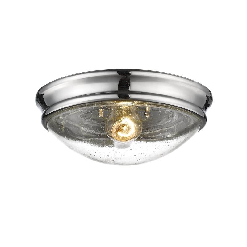 Millennium Lighting 1 Light Metal Flush Mount Ceiling With Clear Seeded Glass Shades - Chrome