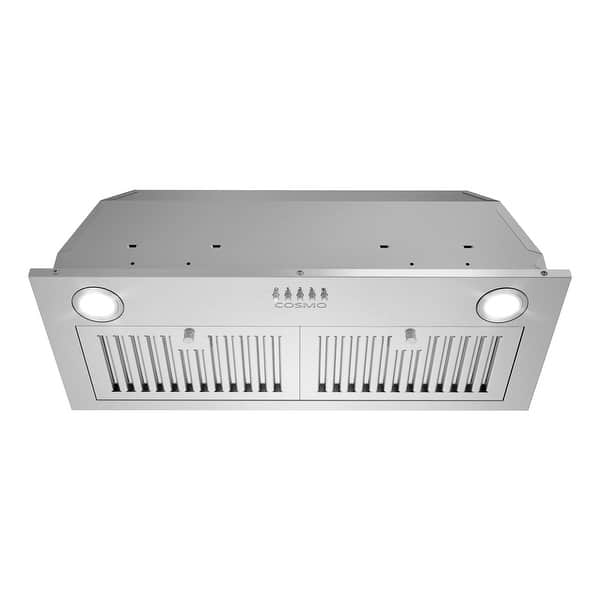 slide 2 of 10, Cosmo 30 in. Insert Range Hood with Push Button Controls, 3-Speed Fan, LED Lights and Permanent Filters in Stainless Steel